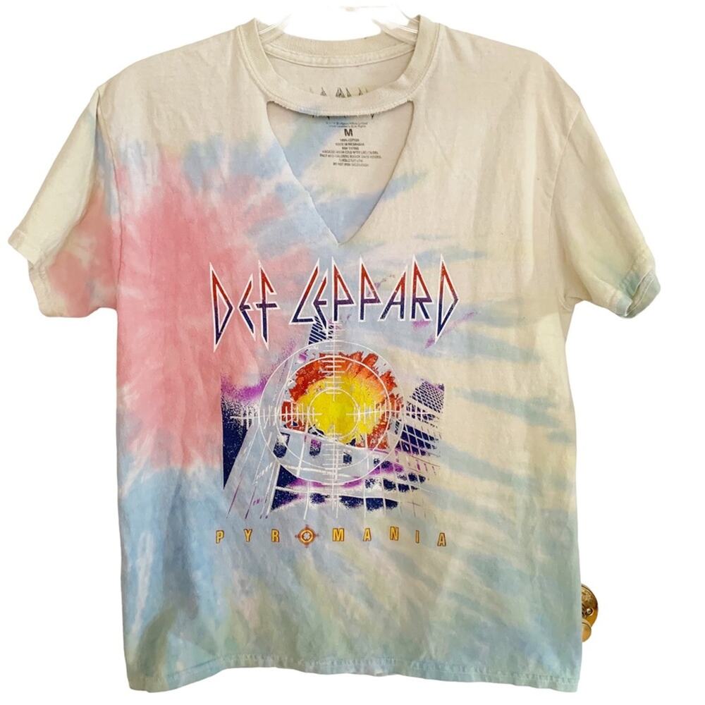 Urban Outfitters Tie Dye Def Leppard Pyromania Tee Medium